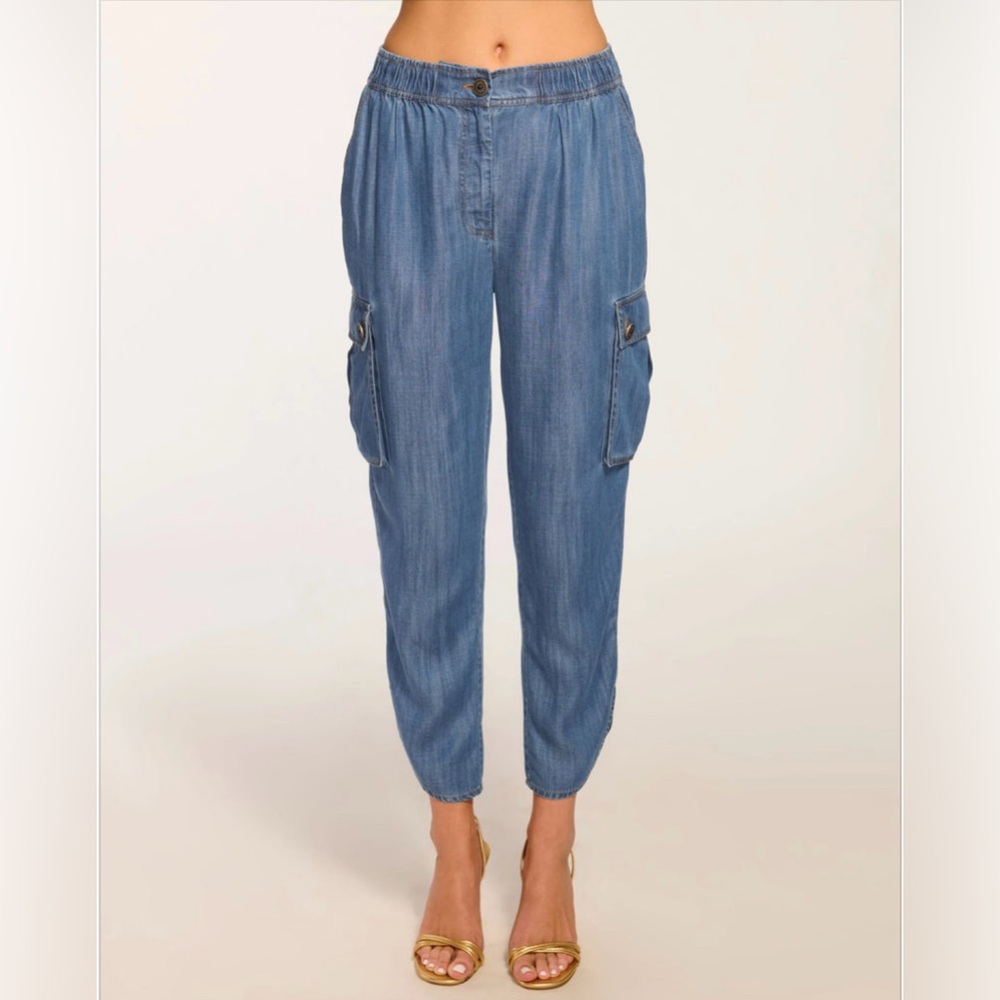 Ramy Brook Huc Chambray Cargo Joggers Size Small